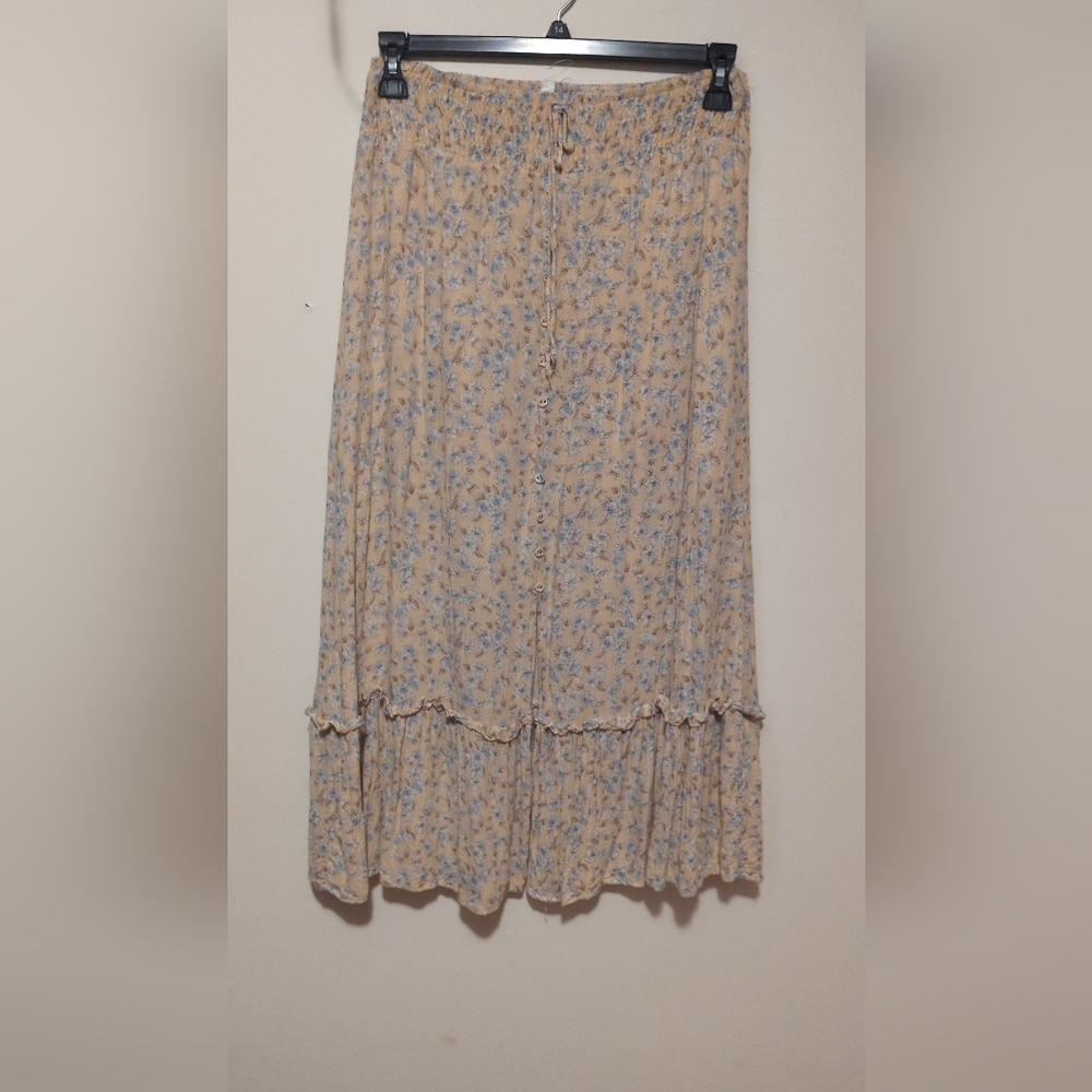 By The River Floral Maxi Skirt Yellow Size Medium
